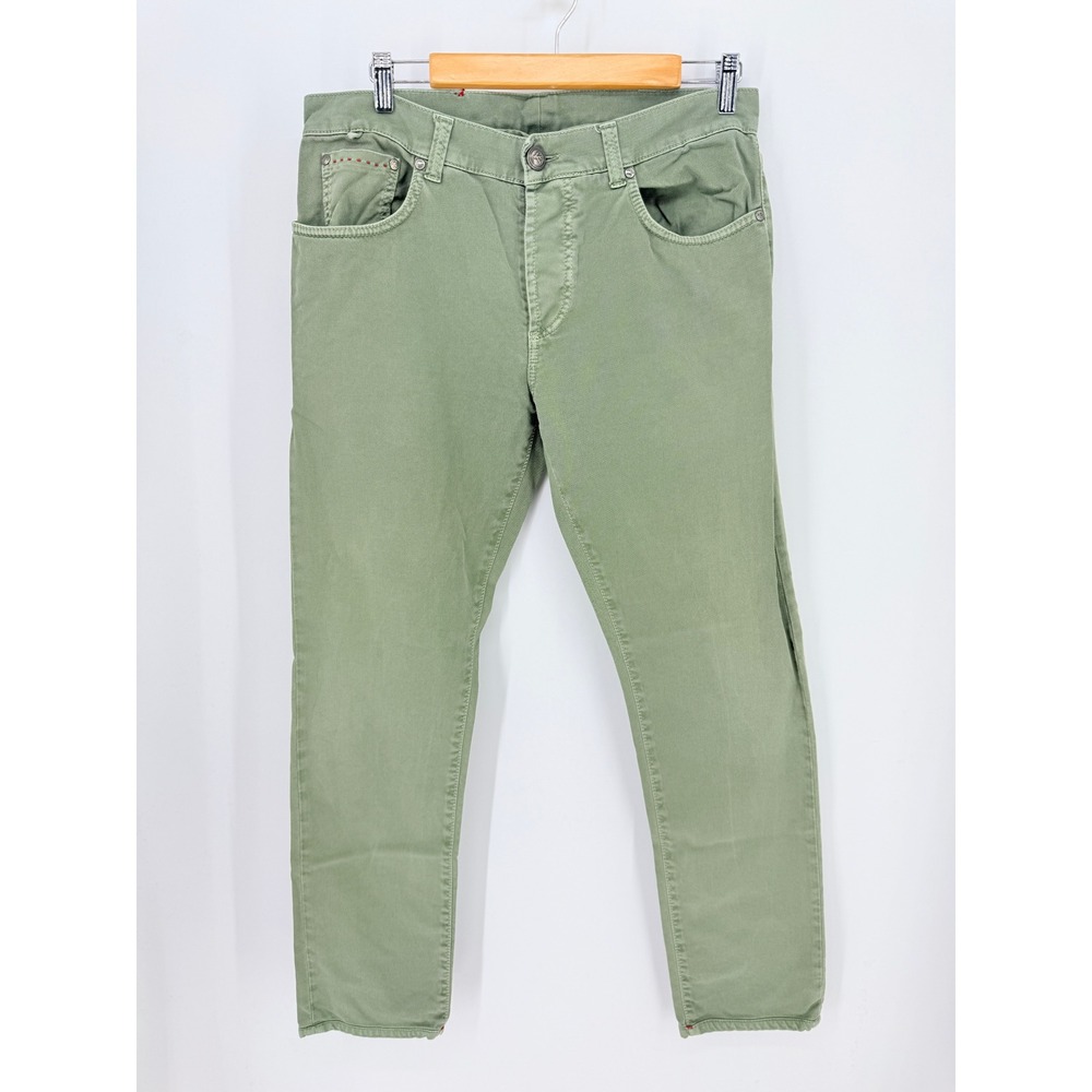 Isaia Napoli Trousers Women Sage Green Slim Stretch Quiet Luxury Size 34 EU 50